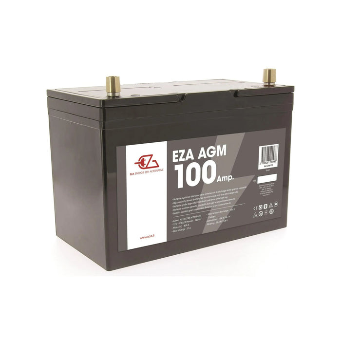 Batería auxiliar AGM EZA Power Line 100 Ah de alta capacidad para caravanas y autocaravanas