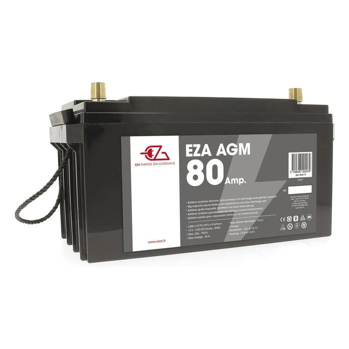 Batería auxiliar AGM EZA Power Line 80 Ah de alta capacidad para caravanas y autocaravanas