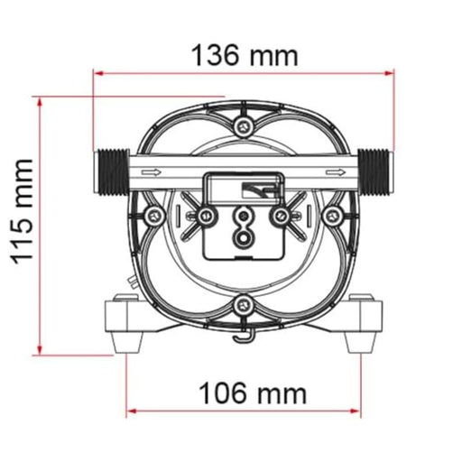 Dimensiones de la bomba de agua Fiamma Aqua 8F 12V 7L