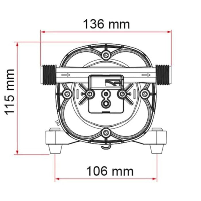 Dimensiones de la bomba de agua Fiamma Aqua 8F 12V 7L