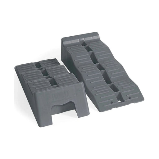 Calzos de nivelación Fiamma Level Up en color gris, diseño antideslizante y estructura reforzada