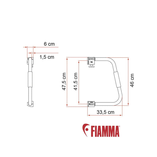 Dimensiones y plano técnico del asa de seguridad Fiamma Security 46