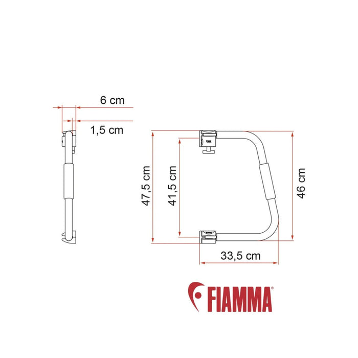 Dimensiones y plano técnico del asa de seguridad Fiamma Security 46
