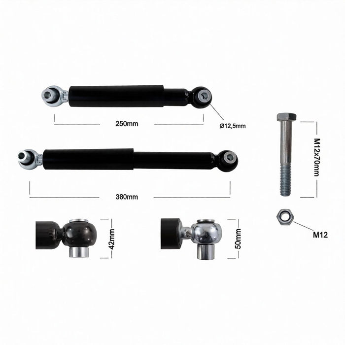 Dimensiones y especificaciones del amortiguador AL-KO Octagon Negro 4000 kg