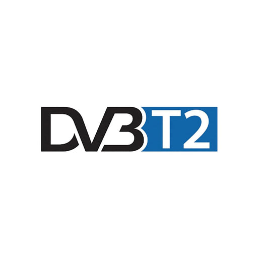 Logotipo DVB-T2 compatible con televisión digital terrestre de segunda generación