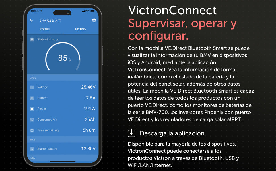 Victron Energy BMV-712 Monitor de Batería Smart (Negro)