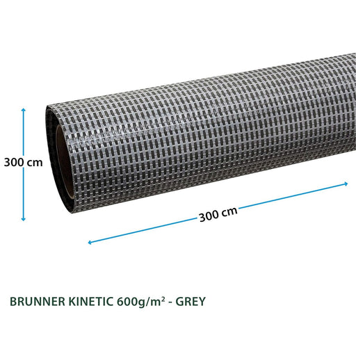 Dimensiones de 300x300 cm de la alfombra gris para avance de caravana Brunner Kinetic 600g/m²