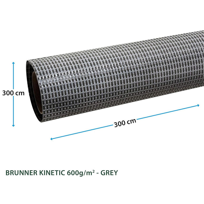 Dimensiones de 300x300 cm de la alfombra gris para avance de caravana Brunner Kinetic 600g/m²