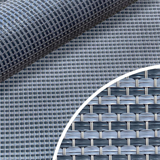 Detalle en primer plano del entramado textil de la alfombra transpirable para avance Brunner Kinetic en tono azul