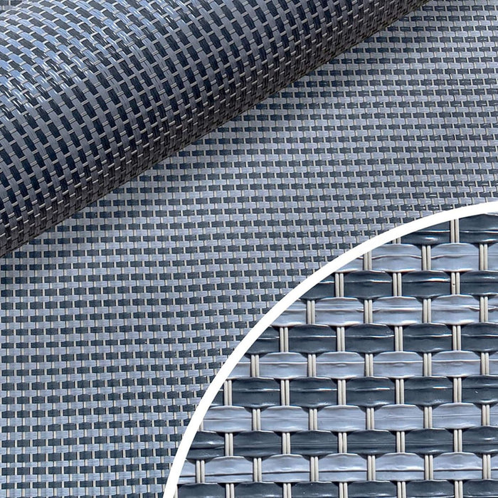 Detalle en primer plano del entramado textil de la alfombra transpirable para avance Brunner Kinetic en tono azul