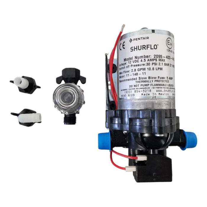 Componentes incluidos en la bomba de agua Shurflo 12V