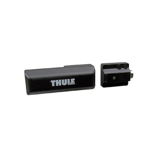 Componentes de la cerradura de seguridad Thule Van Lock con cuerpo y base separados.