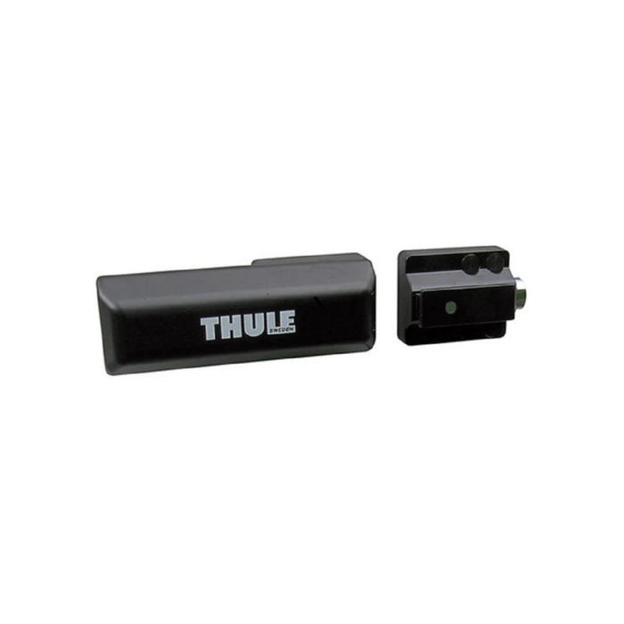 Componentes de la cerradura de seguridad Thule Van Lock con cuerpo y base separados.