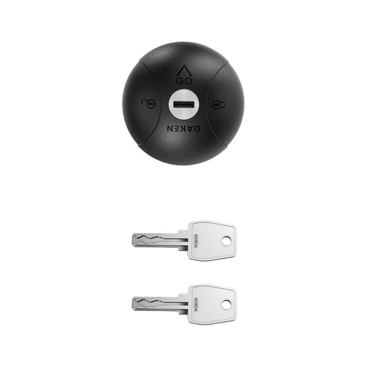 Cerradura antirrobo Daken Saturn Go Black vista frontal — acabado negro mate