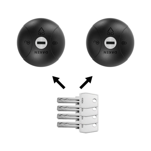 Pack doble Daken Saturn Go Black: dos cerraduras con llaves homologas para furgoneta camper