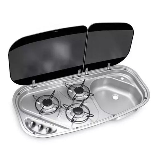 Combinado DOMETIC HSG 3436 con 3 quemadores y fregadero para cocina de caravana o camper