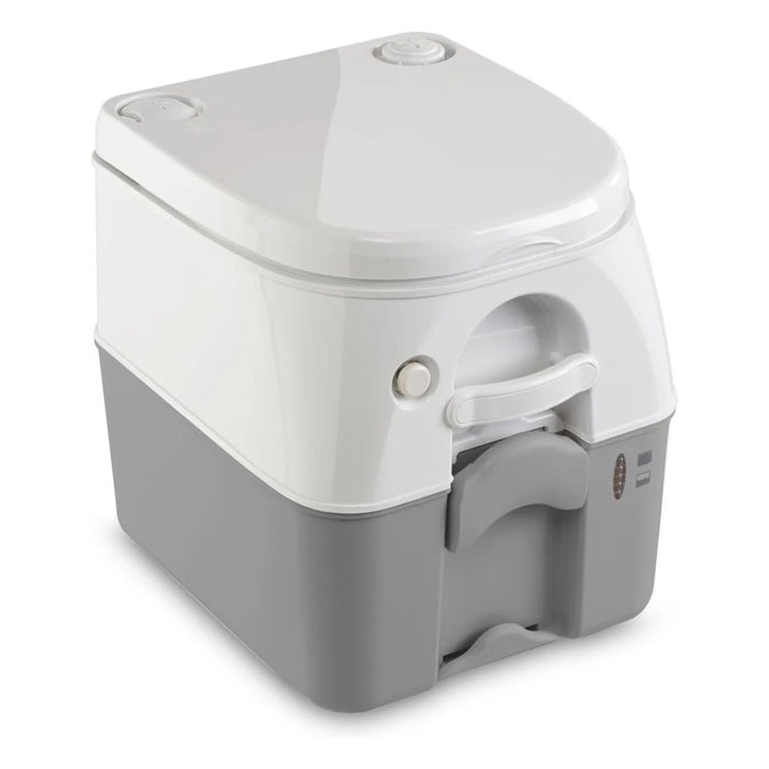 Sanitario portátil Dometic WC 976 cerrado, color blanco y gris, capacidad 18.9 litros