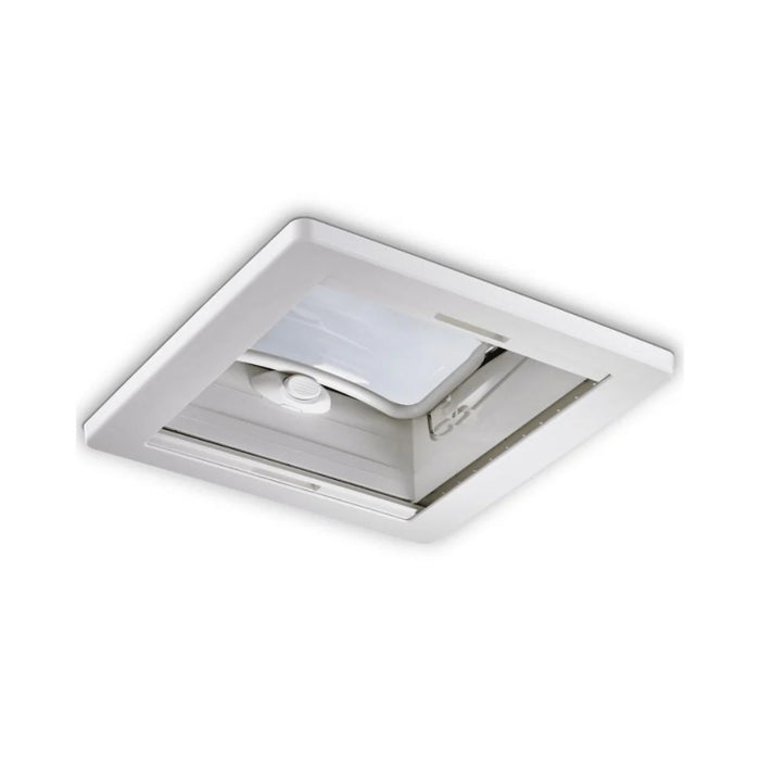 Claraboya Dometic Mini Heki Style vista interior con oscurecedor extendido.