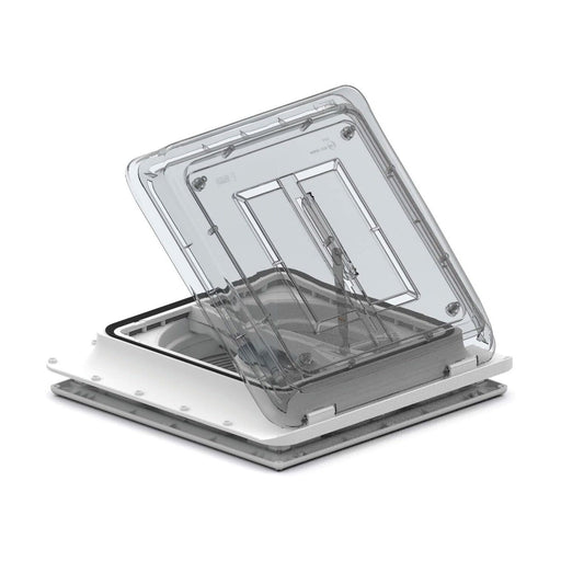 Claraboya Fiamma Turbo Vent Premium cristal con cúpula transparente en posición abierta