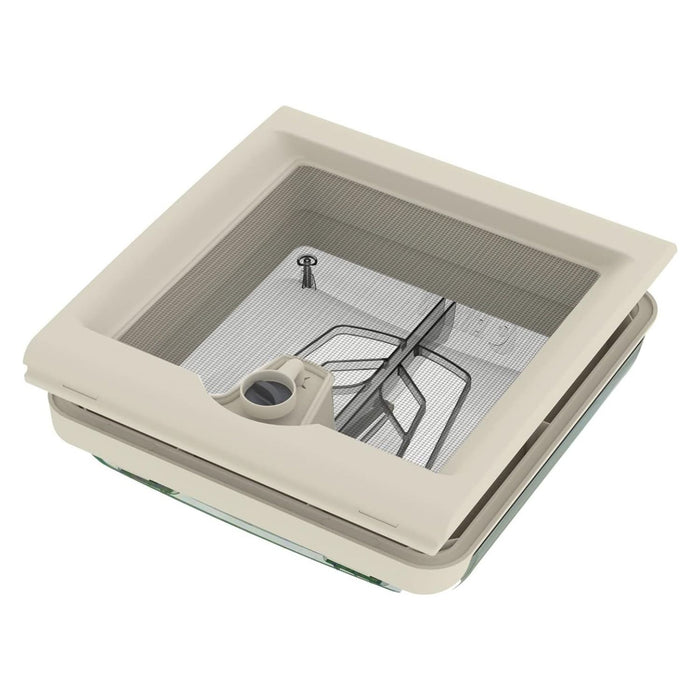 Vista inferior de la base con mosquitera de la claraboya Fiamma Vent 28F Cristal