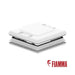 Claraboya Fiamma Vent 50 Blanca con tapa abierta y logo Fiamma