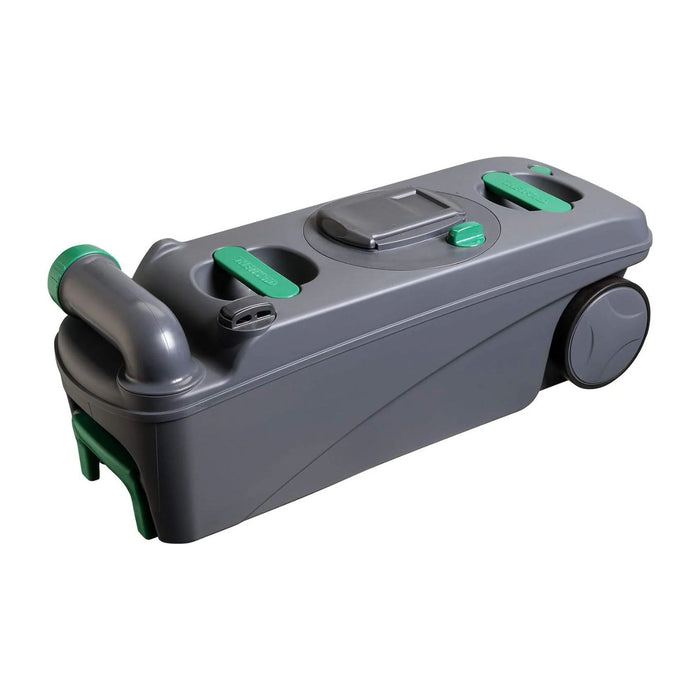 Vista lateral del depósito Thetford C500 con asas verdes