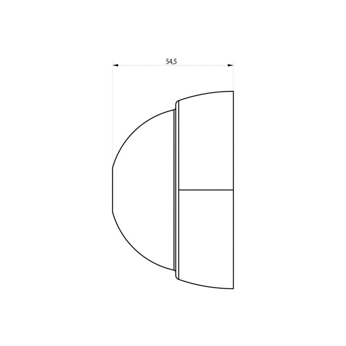 Cerradura Meroni UFO+ PLUS vista lateral con medida de 54,5 mm