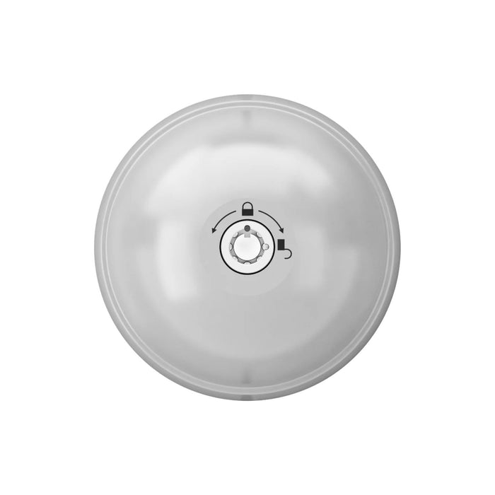 Vista frontal de la cerradura Meroni UFO3 Smart Duo blanca con iconos de bloque