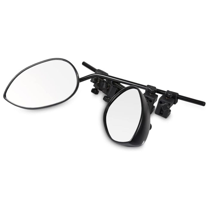 Detalle de las abrazaderas y mandos de ajuste del Milenco Aero Twin Pack para espejos de remolque