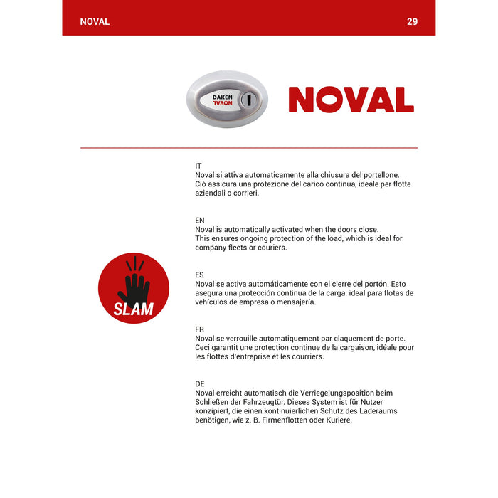 Serrure Antivol DAKEN Noval Simple pour Fourgonnettes