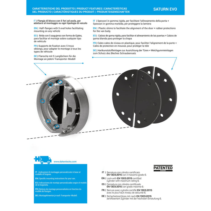 Serrure Antivol DAKEN Saturn Evo Inox pour Véhicules Commerciaux