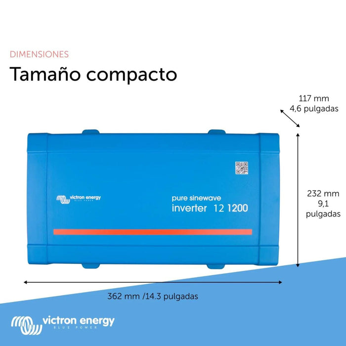 Dimensiones del inversor Victron Phoenix 12V 1200W vistas desde arriba