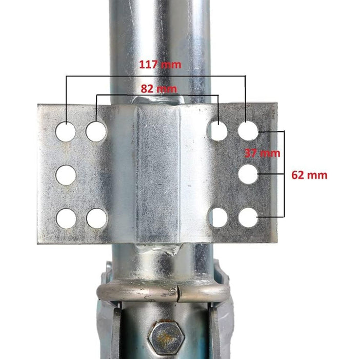 Medidas del soporte de anclaje de la rueda jockey automática con tubo de 60 mm