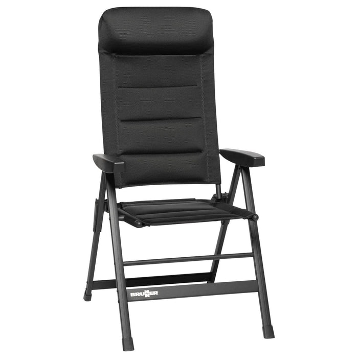 Silla plegable de camping Brunner Skye 3D en color negro con reposacabezas y estructura de aluminio