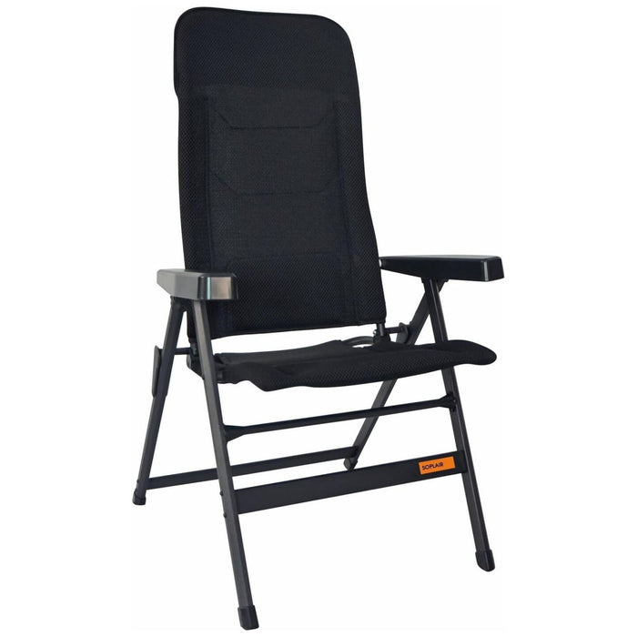 Sillón plegable Soplair Major negro vista frontal con reposabrazos