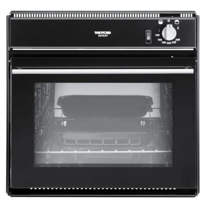 Vista frontal del horno-grill Thetford Duplex de 36 litros para caravanas y autocaravanas