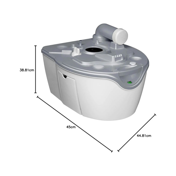 Depósito del inodoro portátil Thetford Porta Potti 565E con medidas 45 x 44.81 x 38.81 cm