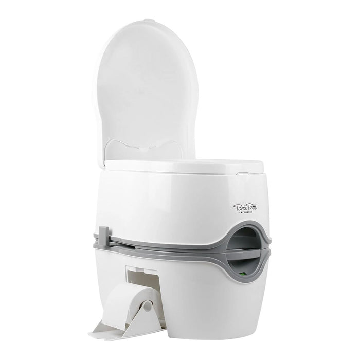 Inodoro portátil Thetford Porta Potti 565P en color blanco con compartimento de papel higiénico integrado