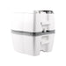 Vista trasera del inodoro portátil Thetford Porta Potti 565P en color blanco