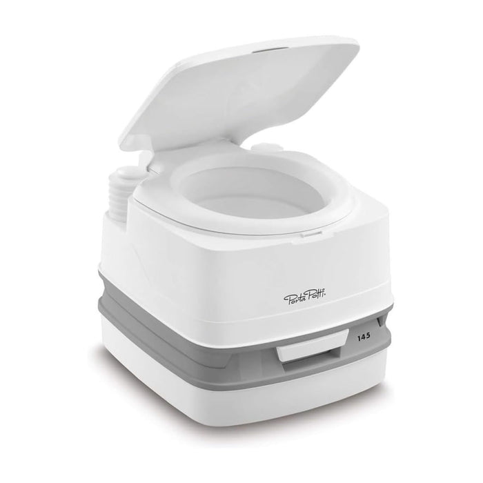 Thetford Porta Potti Qube 145 inodoro químico portátil con tapa abierta