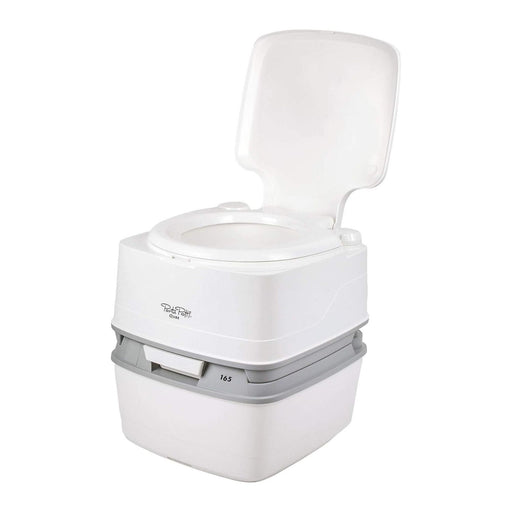 Thetford Porta Potti Qube 165 inodoro químico portátil con tapa abierta