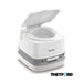 Inodoro portátil Thetford Porta Potti Qube 345 con tapa abierta y diseño compacto para caravanas y embarcaciones
