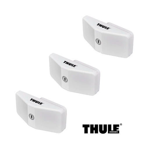 Pack de tres bloqueadores de puerta Thule Door Lock en color blanco para vehículos camper y autocaravanas.