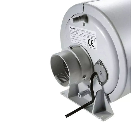 Vista lateral del Truma Therme 220V con conexiones eléctricas y de agua visibles