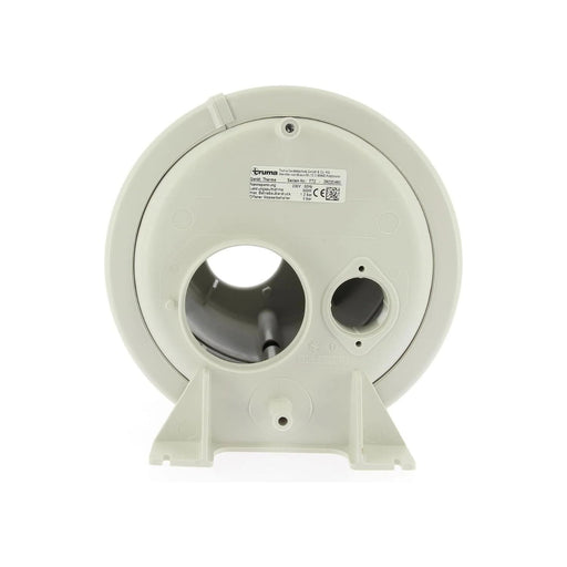 Etiqueta técnica y conexiones del contenedor Truma Therme 