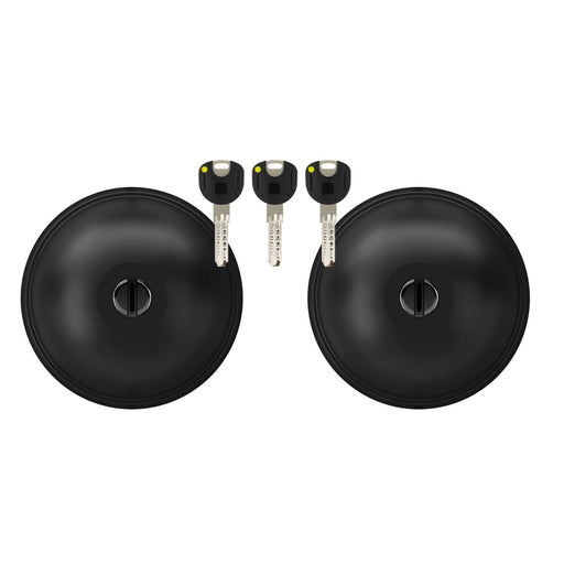 Pack de dos cerraduras Meroni UFO3 Comfort Negras con tres llaves.