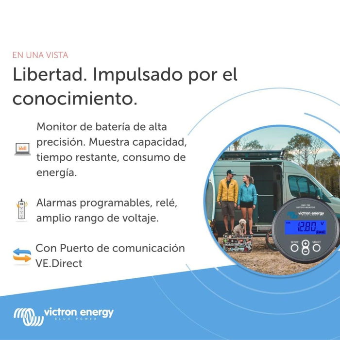 Monitor de batería Victron Energy BMV-700 instalado para uso en furgoneta camper y vehículos