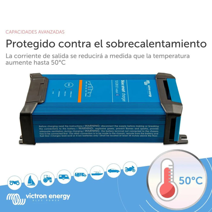 Cargador Victron Energy Blue Smart IP22 12/20 con protección contra sobrecalentamiento hasta 50 grados
