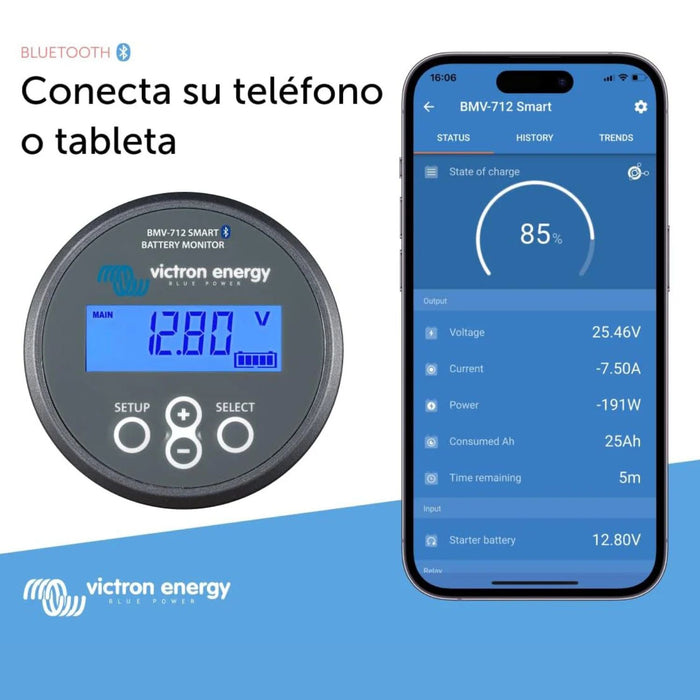 Monitor Victron Energy BMV-712 Smart color gris enlazado por Bluetooth con teléfono o tableta
