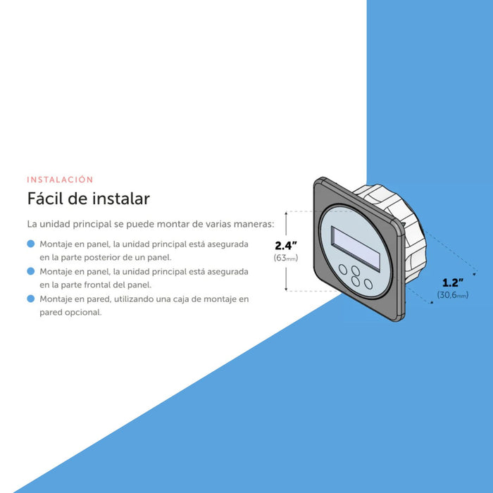 Guía de instalación del monitor Victron Energy BMV-712 Smart con medidas y opciones de montaje